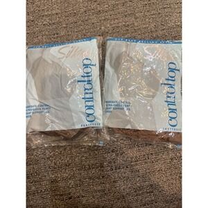 Lot‎ Of 2 Vintage Silkies Pantyhose Control Top Size Large Beige honey Y2K